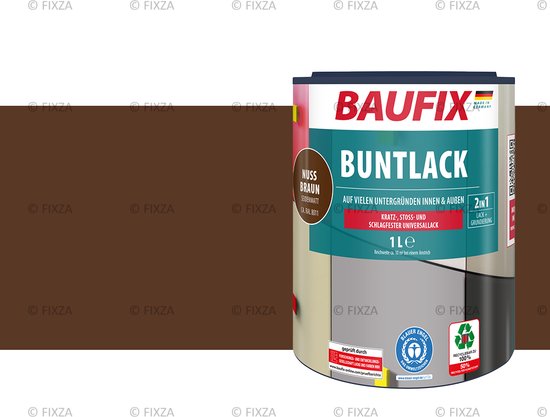 BAUFIX Buntlack brun noisette, 1L peinture et apprêt en un.