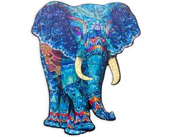 Houten Puzzel Olifant – 244 Unieke Puzzelstukjes – A3 Formaat Grote Houten Legpuzzel – Dieren Puzzelspel – Uitdagend Denkspel – Inclusief Opbergetui – Engelhart