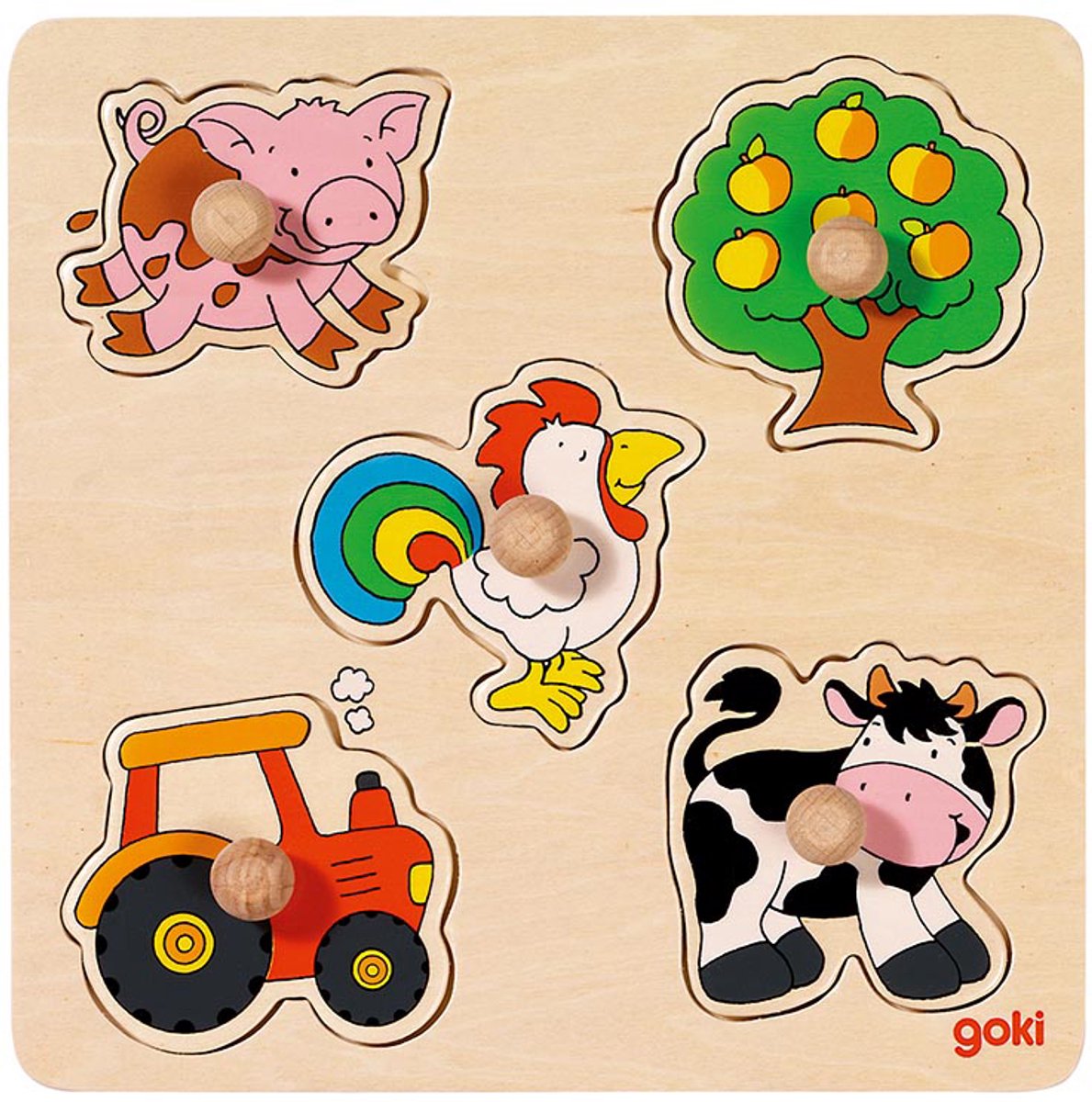 Goki Houten platteland puzzel 5-delig
