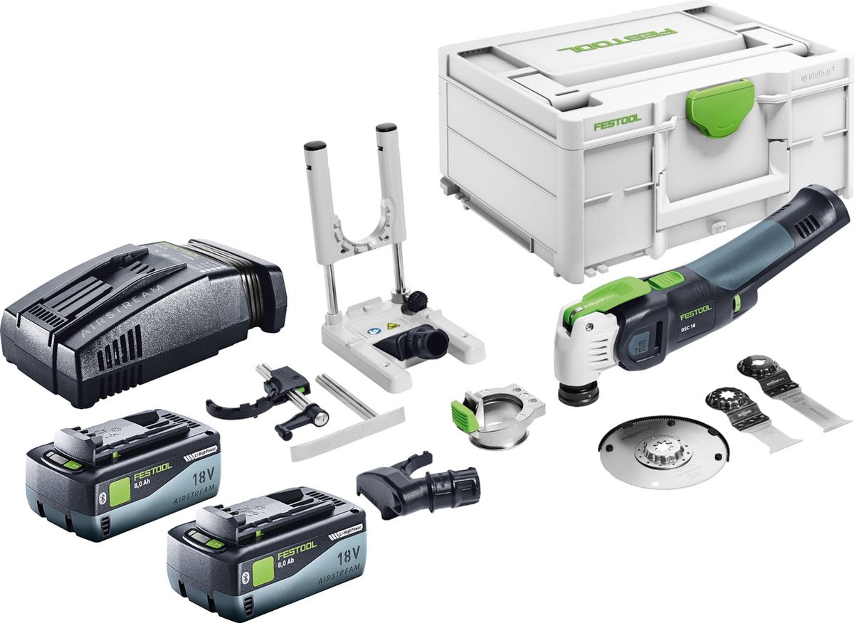 Festool VECTURO OSC 18 Basic Set snoerloos oscillerend gereedschap 18 V Starlock Max Brushless + 2x accu 8.0 Ah + snellader + systainer