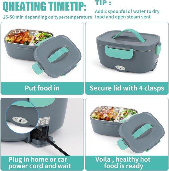 STN Electric Food Warmer Portable 2L 80W with 10L Insulated Bags Large Cutlery for 12V 24V 220V