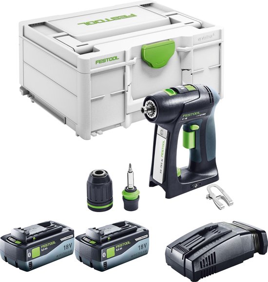 Festool C 18 Basic accuboormachine 18 V 45 Nm borstelloos + 2x accu 8,0 Ah + snellader + Systainer