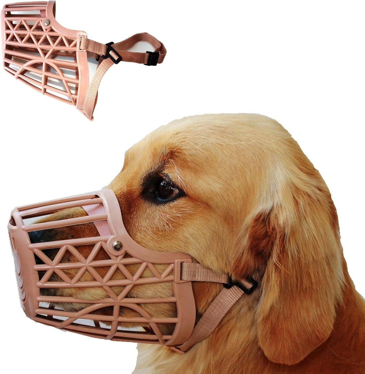 Bol.com Muilkorf maat 6 voor honden - snout omtrek 33 cm - beige dog muzzle aanbieding