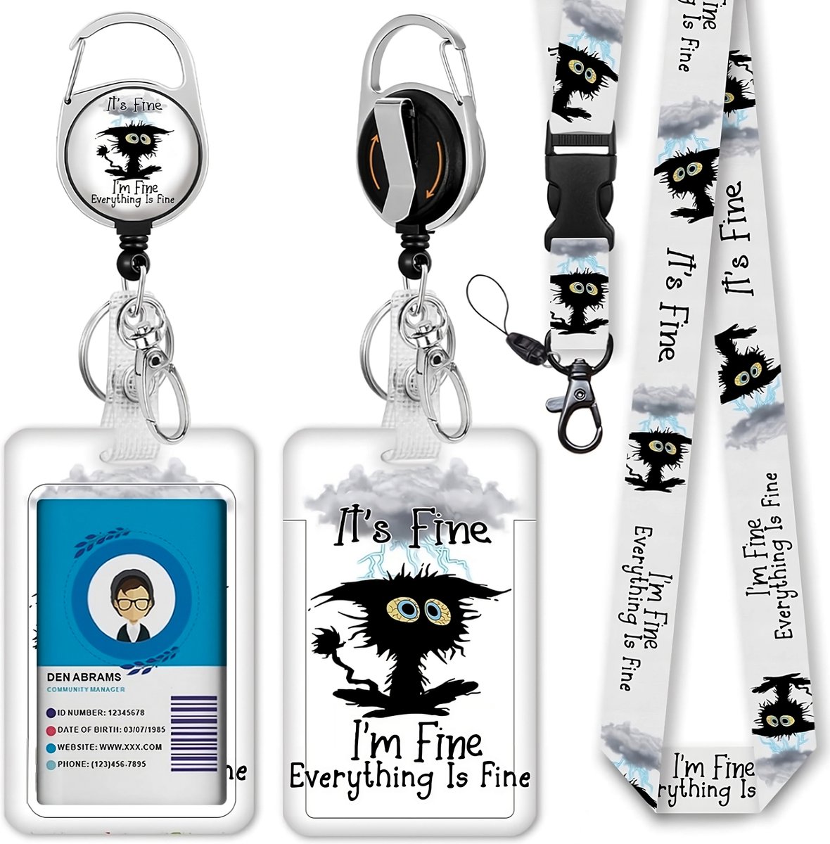 Afneembare Lanyard met Uittrekbare Badgehouder - Sleutelhanger Keycord met Clip - Trekkoord Badge Pashouder - Kaarthouder Keykoord - Intrekbare Houder voor Kaart/Sleutels - Universeel Telefoon/GSM Koord - Sleutelkoord/Nekkoord - Telefoonkoord Ketting