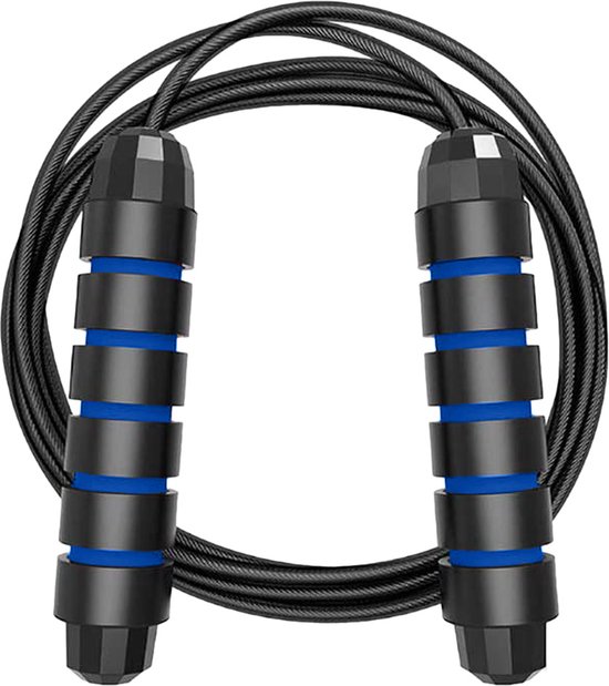 Professioneel Sport Springtouw - Verstelbaar - Speedrope - Jump Rope - voor Volwassenen en Kinderen - Zwart- Blauw