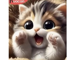 Diamond Painting kat pakket - Diamond painting volwassenen - Diamond painting kinderen - Dieren - hobby - 30x30 - Ronde steentjes