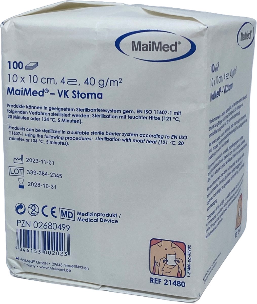 MaiMed non-woven gaascompressen 10cm x 10cm 40g kwaliteit - 100 stuks