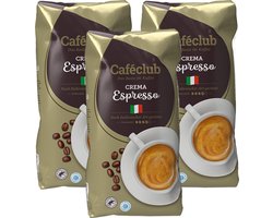 Cafeclub Crema Espresso - koffiebonen - 3 x 1 kg