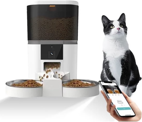 Voerbak Automatisch met camera en App - dubbele voerbak! - Voerbak - €119,95