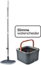 Système de vadrouille à eau propre Levanda avec ensemble de vadrouille essoreuse avec seau et poignée - Nettoyant pour sols pour chaque sol - Balai à franges 2 chiffons en microfibre - Essuie-sol autonettoyant