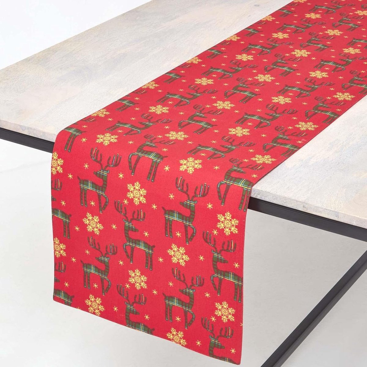 Homescapes Kersttafelloper rendier, rood, 35 x 250 cm