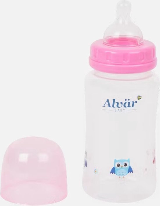 Babyfles Roze Transparant | Kunststof | 325 ml - Ø 6,5 x 18 cm | Drinkbeker voor kinderen | BPA vrij | Magnetronbestendig | Vaatwasserbestendig | Voor baby's vanaf 4 maanden — afbeelding 3