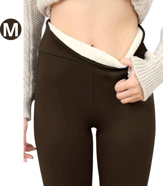 Nivard Winter Panty - Warme panty - Fleece Panty - Thermo Panty - Legging - Stretch - Dames Kleding - Khaki - Maat M