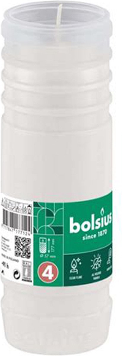 Bolsius 12 stuks Bolsius navul grafkaarsen nr. 4 voor graflicht 177/57 (72 uur) Transparant