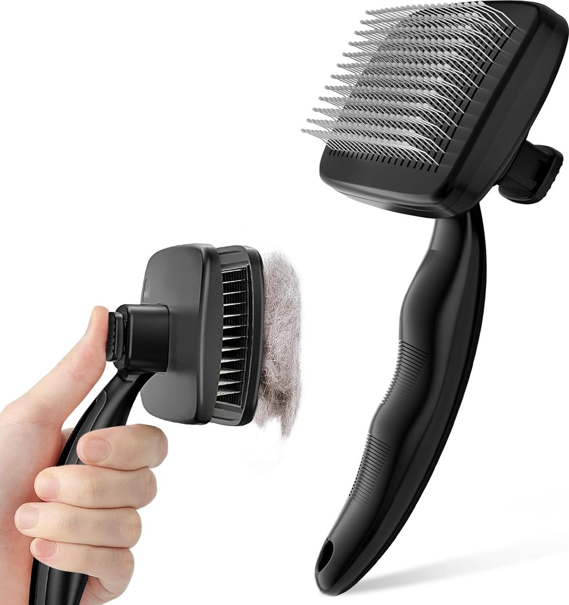 Hondenborstel lang haar, kattenborstel, huisdierborstel, zelfreinigende trekborstel, hondenkam, vachtborstel voor honden, zacht verwijdert onderwol, massage vachtverzorging, borstel voor