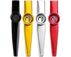 4 Stuks - Kazoo-muziekinstrument metaal - Metaal zilver+rood+goud+zwart
