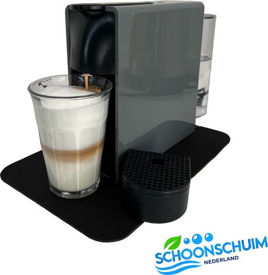 SCHOONSCHUIM Koffie Absorberende Afdruipmat – Nespresso Koffiemachine Onderzetter – Koffiemat Antislip – Zwart – Koffie en Thee accessoires – Geschikt voor Krups en Magimix – 20x30 cm