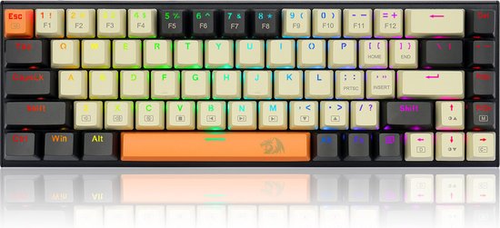 Redragon K633CGO-RGB Ryze 68 toetsen compact mechanisch Gaming toetsenbord RGB achtergrondverlichting rode schakelaar - zwart