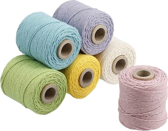 FOSER Katoenen touw, macramégaren, katoenen koord voor doe-het-zelf decoratieve projecten, huisdierspeelgoed (16 mm (10 m