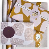 Luxe Roze Cadeaupapier Rollen met Cadeaustickers - 18-delige inpakset - Dubbelzijdig bedrukt - 30x200cm - Verjaardag, roze inpakpapier