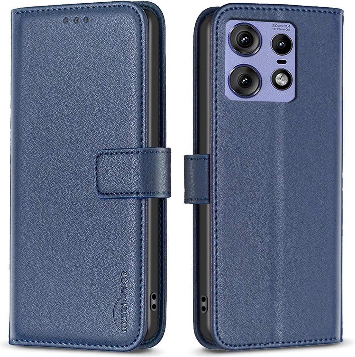 BINFEN Hoesje - Geschikt voor Motorola Edge 50 Pro Hoesje - BINFEN Book Case - Blauw