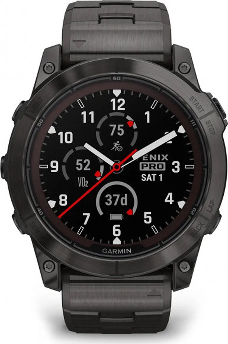 Garmin fenix 7X Pro Saph Sol Carbon Grey Ti w/Carbon Grey Metal Band, Excl, EMEA