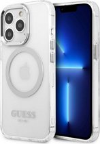 Guess Translucent Back Case (MagSafe Compatible) - Geschikt voor Apple iPhone 13 Pro (6.1") - Zilver