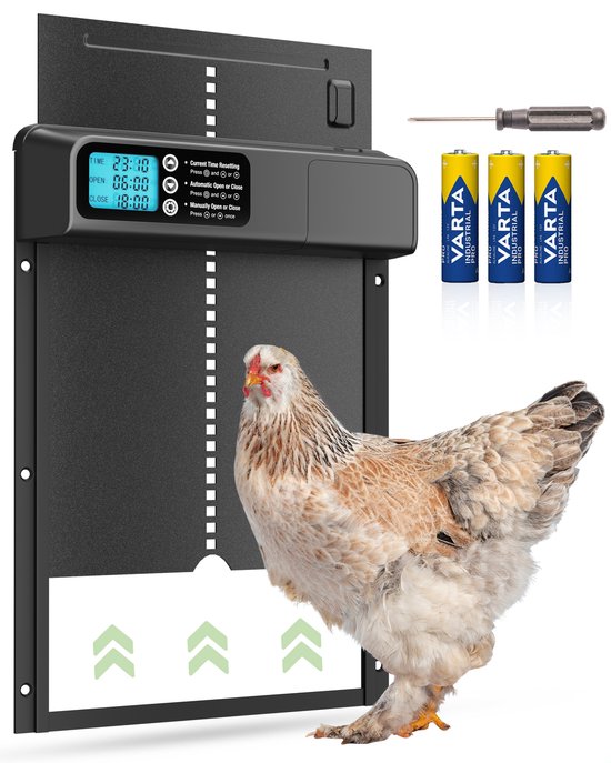 Foto: Fave kippenluik automatisch met timer chickenguard kippendeur kippenren incl aa batterijen