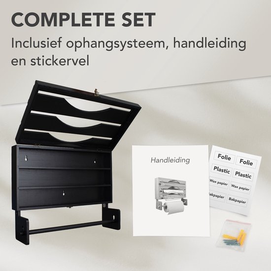 Relaxdays Wandrollenhalter 4 in 1, Küchenrolle, Frischhalte-, Alufolie