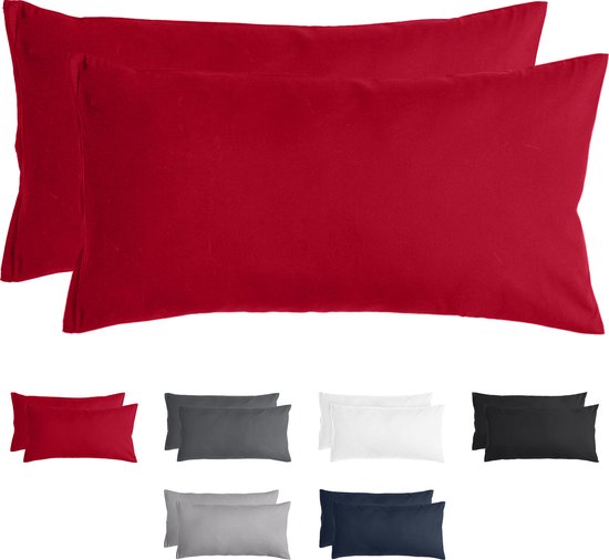 Komfortec Set de 2 Taies d'Oreiller Premium Taies d'oreiller cm - Housse de Coussin Super Douce - 100% - Polyester Brossé - 120g/m² - Rouge