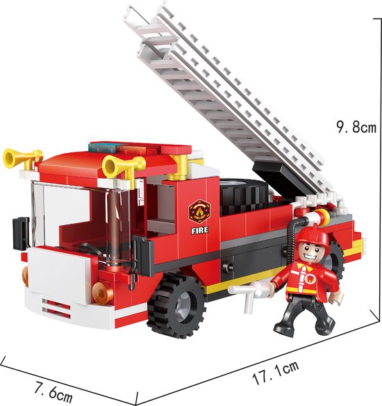 Cogo 3022 City - Voiture des Pompiers - 184 pièces - Compatible Lego City - Jeu de construction