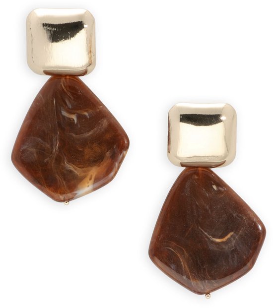 Bijoux' oreilles Notre-V en pierre pour femme - Marron - Taille unique