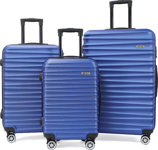 Vaive Voyager Kofferset 3-delig met Handbagage Koffer - Reiskoffer 33L, 63L, 93L - Spinner Wielen - Blauw