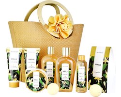 Spa Luxetique - Vanilla Gold - XL Wellness Verwenpakket Vanille - Geschenkset Vrouwen - Giftset - Verjaardag Cadeau Vrouw, Moeder, Mama, Zus, Vriendin, Oma, Juf - Cadeaupakket voor haar - Cadeautjes voor Vrouwen