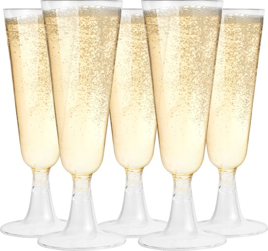 Foto: Matana 48 plastic champagneglazen voor bruiloften verjaardagen kerst feesten 130ml elegant stevig herbruikbaar