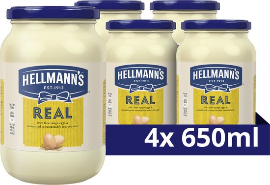 Foto: Hellmann s mayonaise real gemaakt met pure ingredi nten en met vrije uitloopeieren 4 x 650 ml