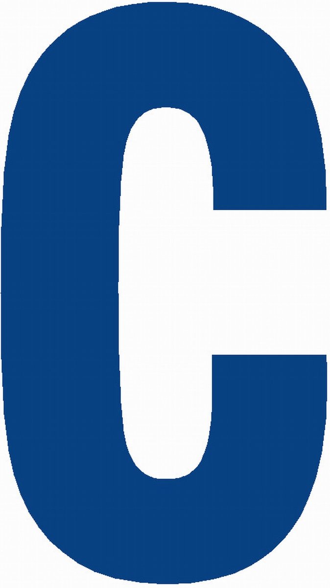 Lettersticker C 10x5cm, BLAUW plakletter, huisnummer toevoeging, magazijnen, showrooms, tuincentra