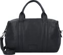 Zwarte Burkely bowler tas van leer met handvatten en afneembare schouderband.