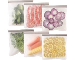 6 ritssluitingszakjes(28x26cm) - Silicone Voedsel Opslag zakjes - Herbruikbare gallon - diepvrieszakken, ritssluiting lekvrije herbruikbare gallon - Top Ziplock Tassen - zakken voor het marineren van vlees, fruit, sandwiches, snacks