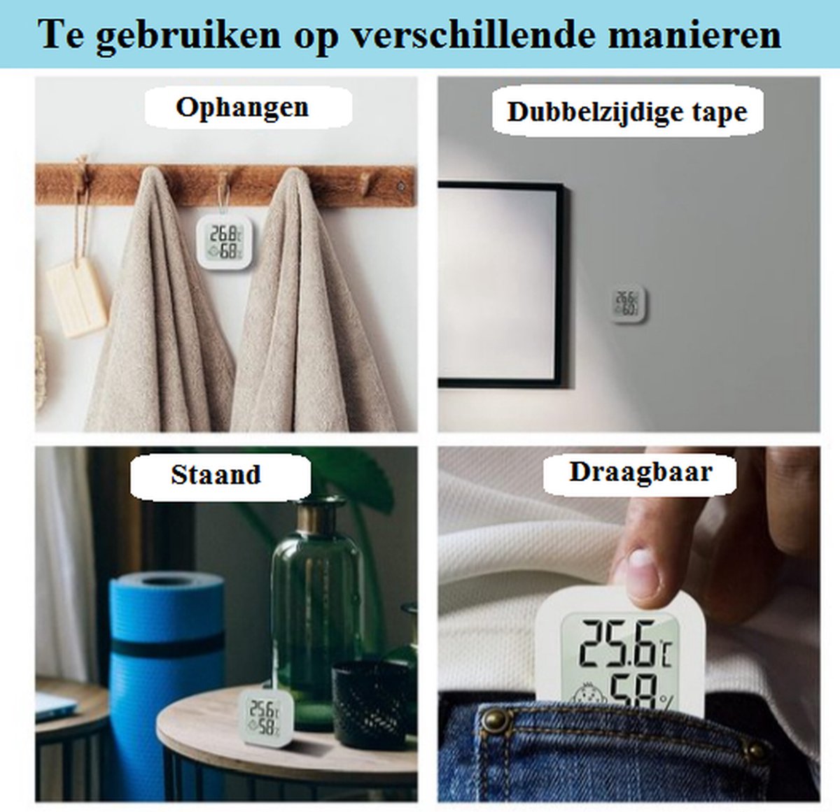3x Mini-digitale thermometer hygrometer kamerthermometer, kamerthermometer, temperatuur- en luchtvochtigheidsmeter voor binnen, babykamer, woonkamer kantoor 3 stuks (Excl. Batterijen) — cadeau in Cadeau-ideeën - foto 8