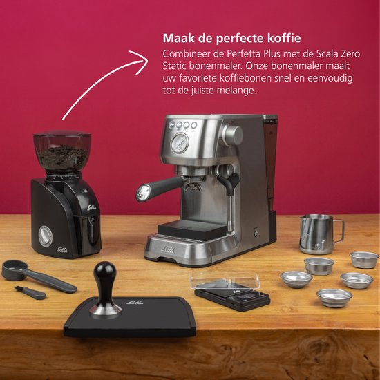 Solis Barista Perfetta Plus 1170 V2 Pistonmachine - Heerlijke Koffie Binnen 1 Minuut - Compacte en Hoogwaardige Espressomachine - Melkschuimsysteem - Zilver