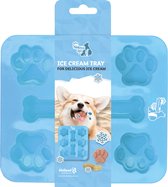 Coolpets Dog Ice Mix Tray - Pour faire de la crème glacée - Convient comme moules à pâtisserie - En forme de patte - Plateau avec 8 moules - Glaces pour chien - Biscuits pour chien - Bleu