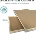 Puzzelbord met uitgetrokken lade, met tekst 'Ontdek het ultieme puzzelgemak' en 'ergonomisch design'.