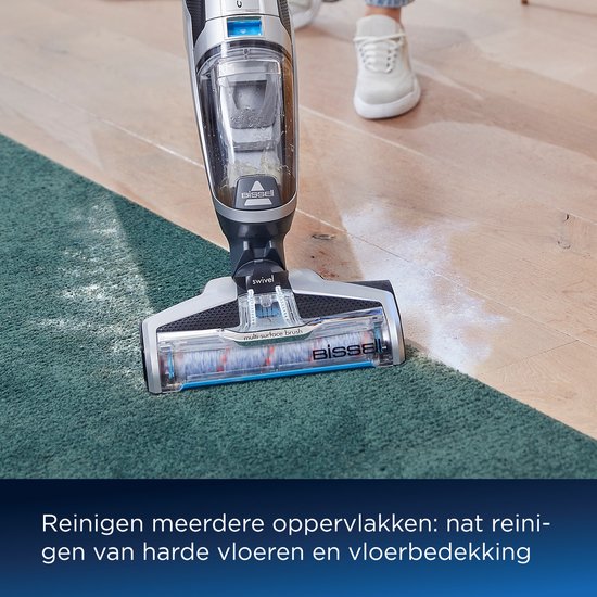 Tekst: Reinigen meerdere oppervlakken: nat reinigen van harde vloeren en vloerbedekking.