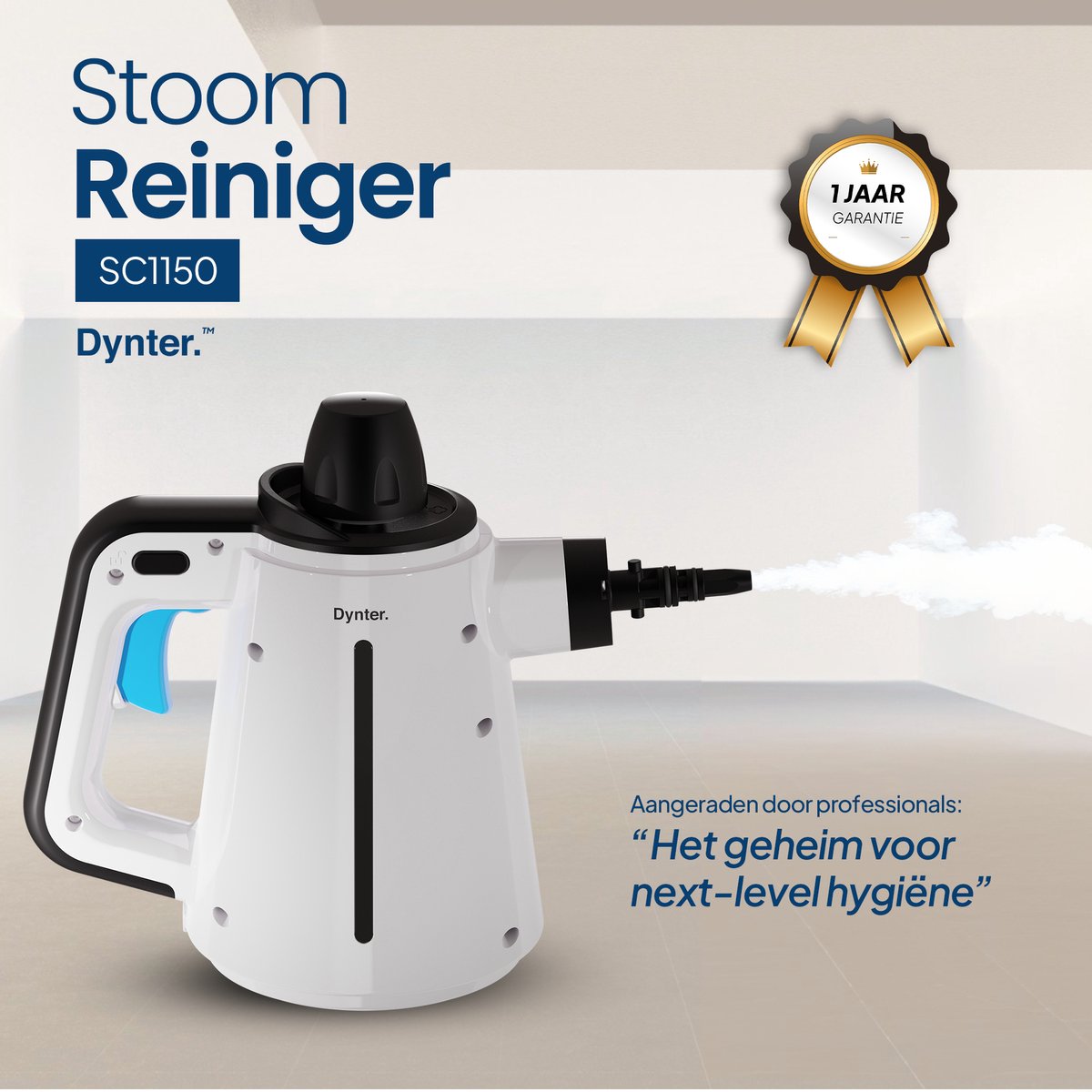 Dynter SC1105 High Pressure Steam Cleaner - Hand Steam Cleaner - Stain Cleaner for Kitchen, Bathroom, Floor and Joints - Hand Steamer - 1150 W Dynter SC1105 High Pressure Steam Cleaner - Hand Steam Cleaner - Stain Cleaner for Kitchen, Bathroom, Floor and Joints - Hand Steamer - 1150 W