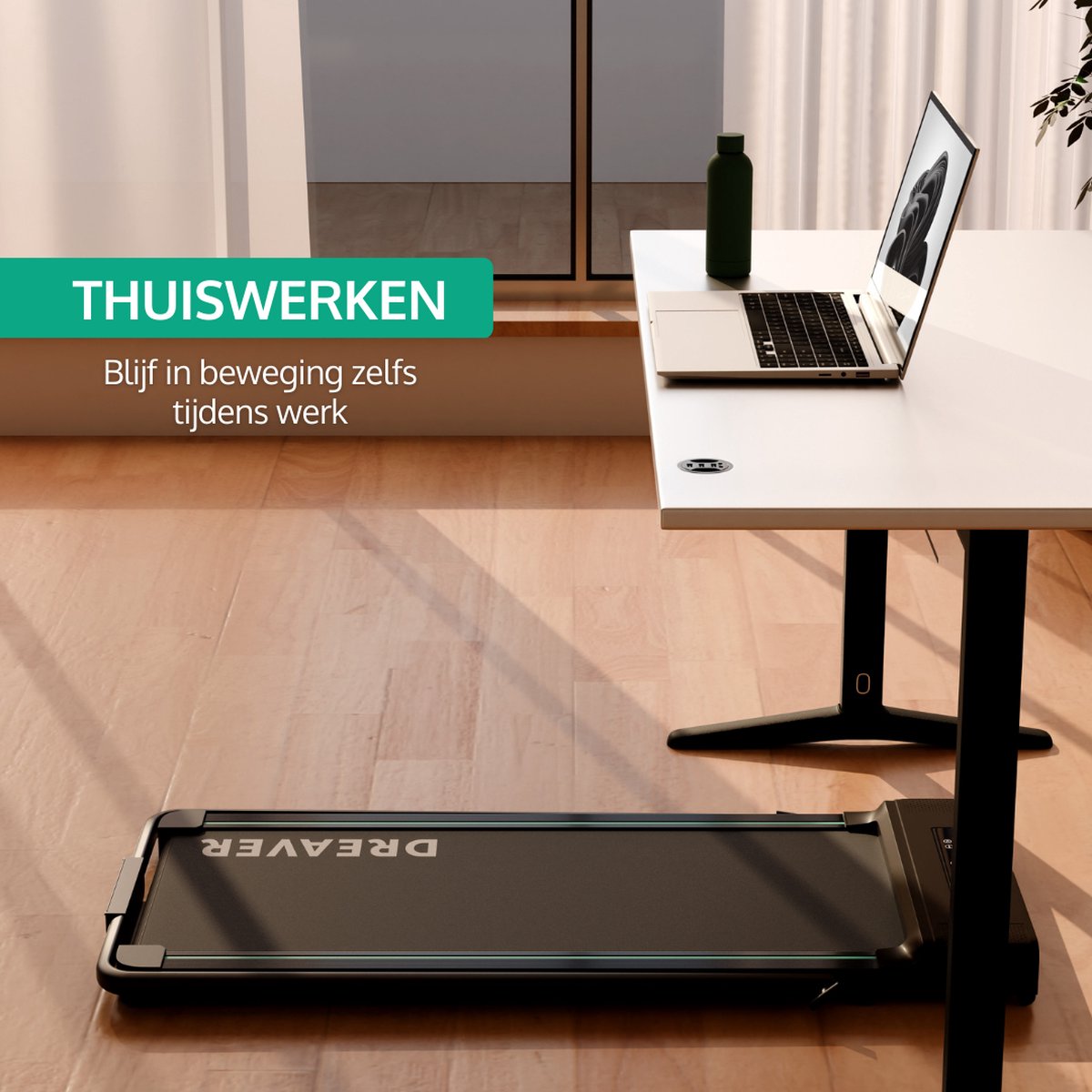 Afbeelding 2 van Dreaver S340 Loopband - Inklapbaar - 1-10km/u - Wandelband - Walking Pad - Opvouwbare Loopband - Walkingpad - Treadmill - Loopband Elektrisch