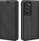 Coque Oppo Reno12 Pro - Bookcase portefeuille de Luxe (fermeture magnétique) - Zwart - Étui pour téléphone portable - Étui pour téléphone Convient pour : Oppo Reno12 Pro