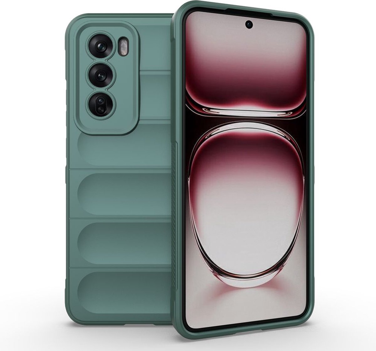 MobyDefend Hoesje - Geschikt voor Oppo Reno12 Pro - TPU Gripcase - Groen