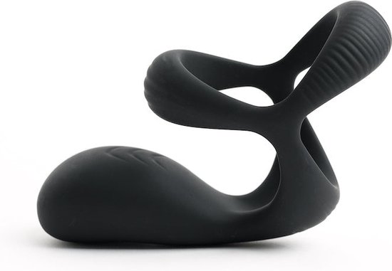 MOTOVibe - Pulse - Anneau pénien vibrant avec étireur de Ball et chatouilleur - Zwart