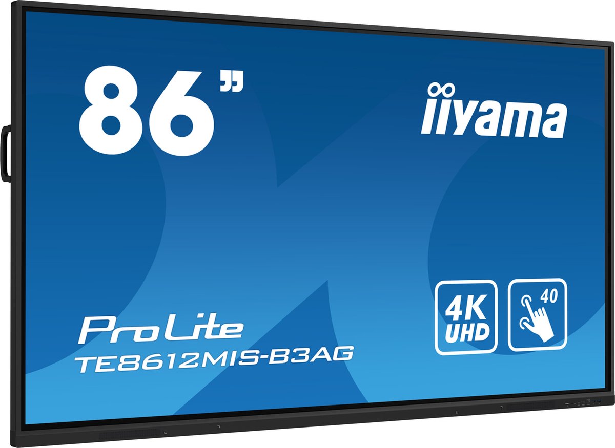 iiyama TE8612MIS-B3AG beeldkrant Kiosk-ontwerp 2,17 m (85.6") LCD Wifi 400 cd/m² 4K Ultra HD Zwart Touchscreen Type processor Android 11 24/7